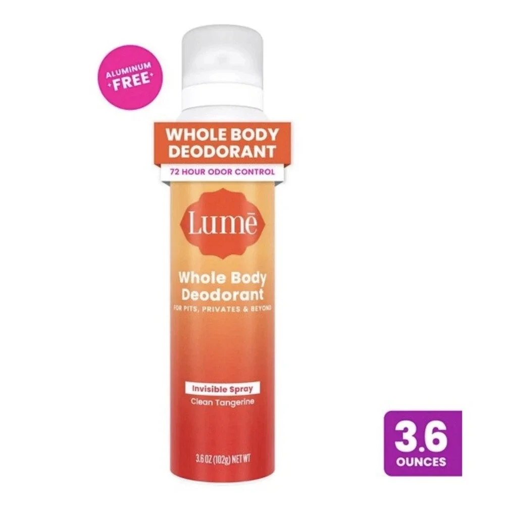 Lume Whole Body Deodorant Spray, Clean Tangerine, 3.6 OZ